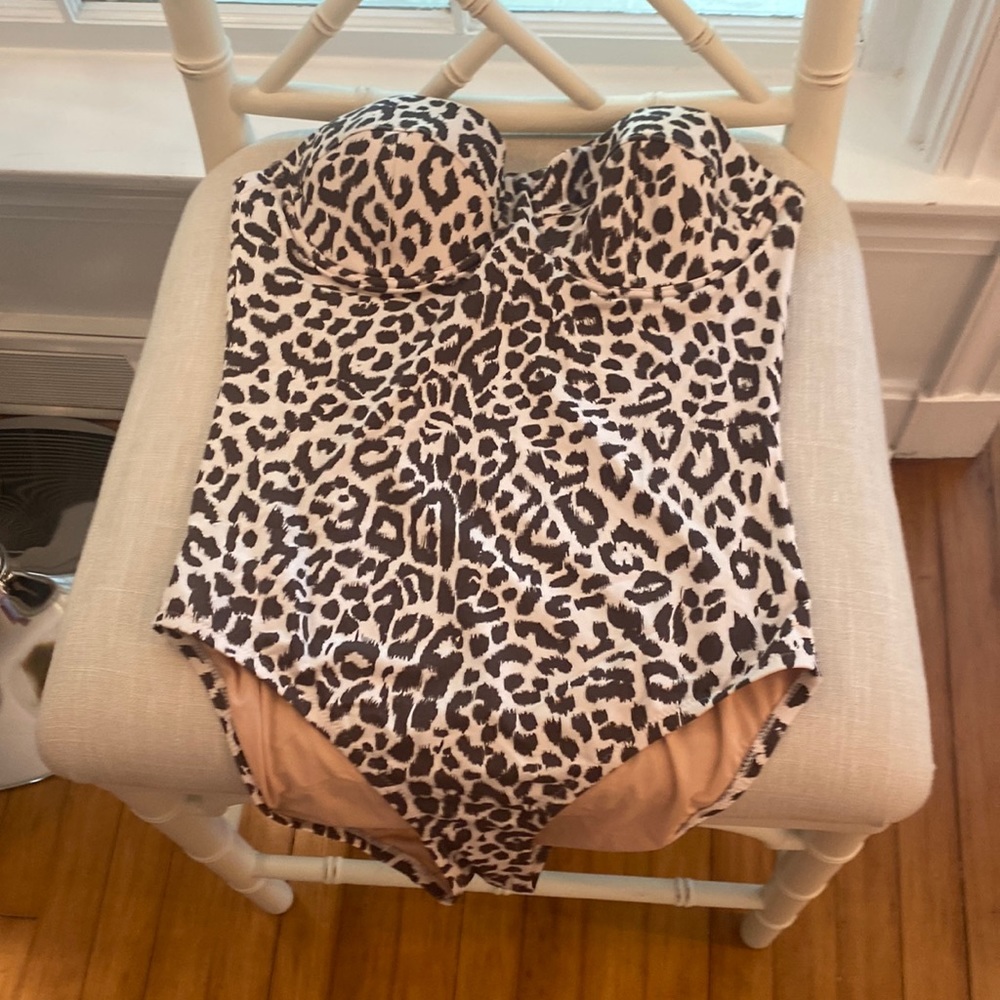 J. Crew Brown and Cream One Piece Swimsuit